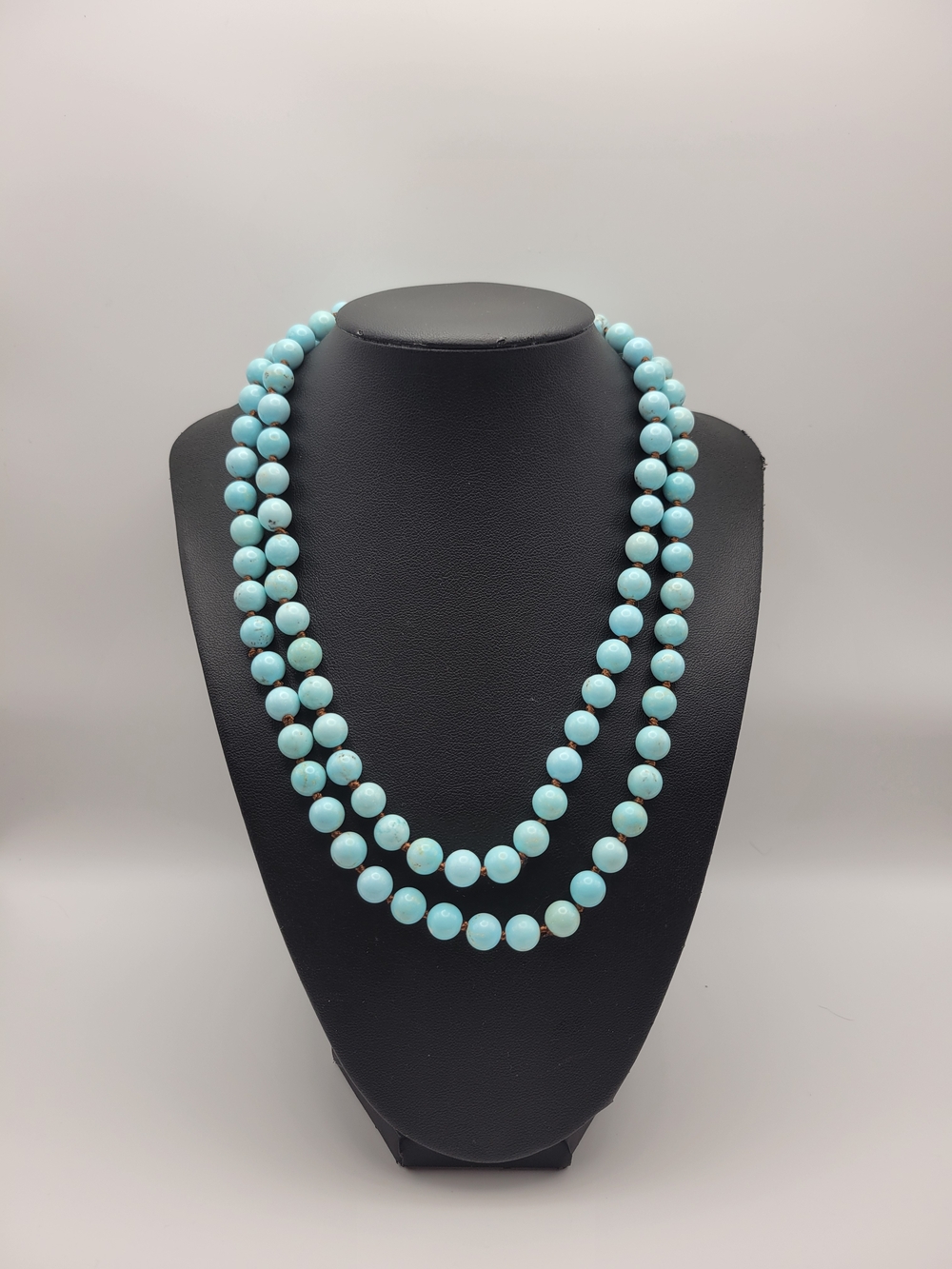 Light Blue stone Beaded Double-Strand Necklace